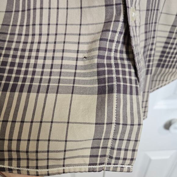 JACHS Just A Cheap Shirt Plaid Large White Pearl Button-Up Brown Plaid - Picture 3 of 9